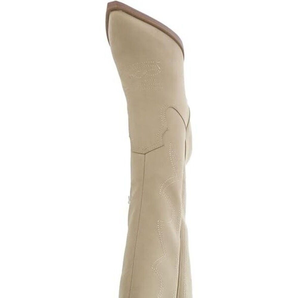 MIA Tex Western Boot Women's 6 Beige Leather Tall Block Heel Riding Boots FZP108 - Picture 10 of 12